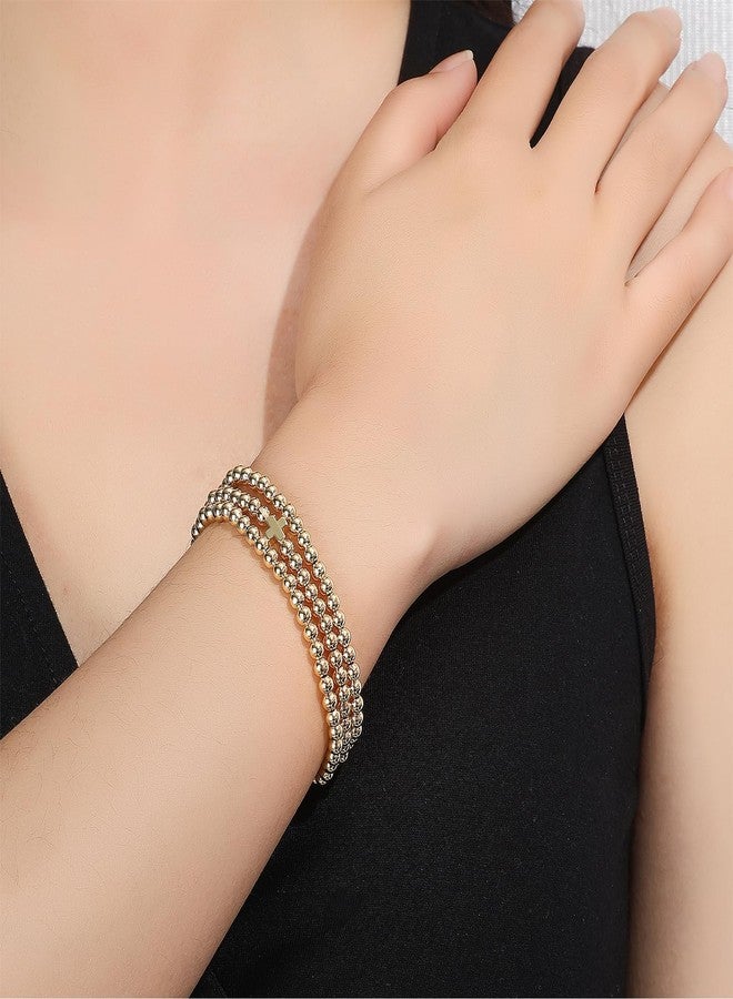 Dr's gift أساور ذهبية مزينة بالخرز للنساء، مطلية بذهب عيار 14 قيراط، مقاومة للصدأ، قابلة للتعديل، هدية مثالية. - Image 4